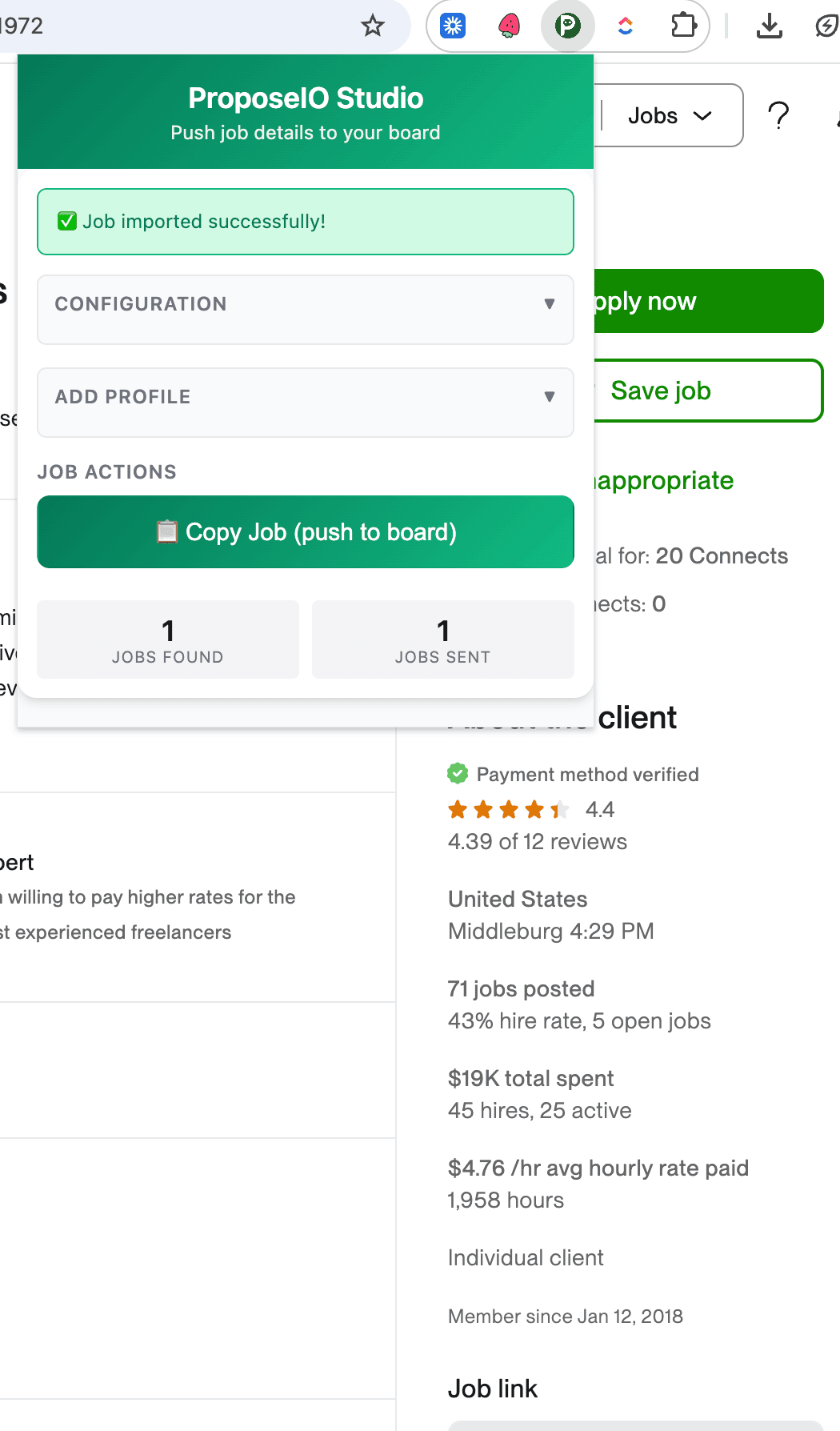 One Click Job Import